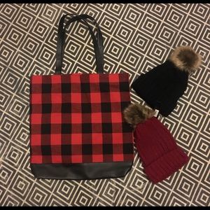 Buffalo plaid tote